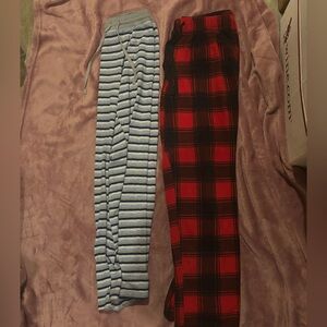 Bogo bundle deal! Lot 2 sweatpants fleece cozy joggers plaid check buffalo